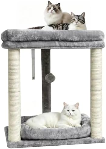 SYANDLVY Small Cat Tree with 2-Tier Perch Platforms, Scratching Post Tower by SYANDLVY
