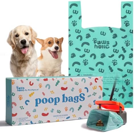 Dog Poop Bags with Handle, fit for Swivel Bin Pooper Scooper, Cornstarch Based by PAWSHOLIC