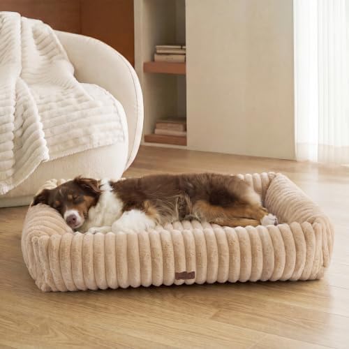 Bedsure ComfyFleece® Dog Beds Large Sized Dog Washable，40in Sandy Beige by BEDSURE
