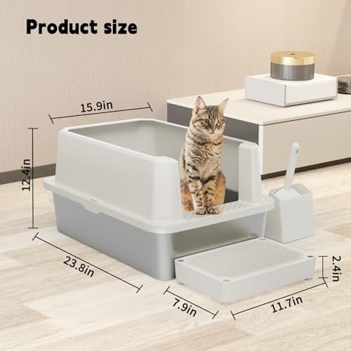 RIZZARI Stainless Litter Box Semi-Closed: Odorless, Easy Clean - Image 2