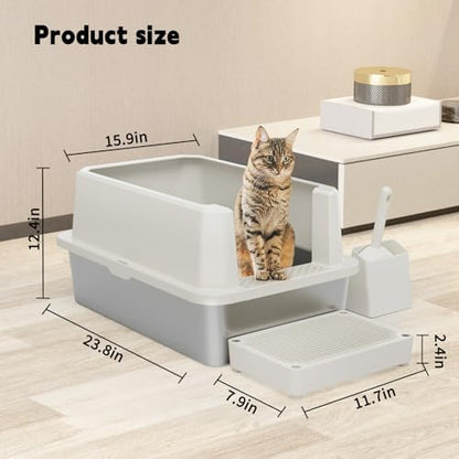 RIZZARI Stainless Litter Box Semi-Closed: Odorless, Easy Clean - Image 2