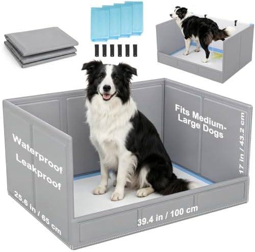 BoYata Dog Litter Box with High Walls, Foldable Dog Pee Pad Holder Indoor by Boyata