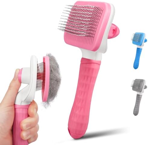 Dog & Cat Brush, Self Cleaning Slicker Brush by PWOD