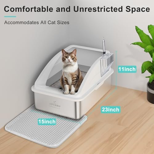 AIPERRO Stainless Steel Litter Box | XL Enclosed Cat Litter Boxes - Image 6