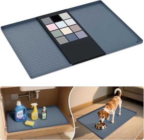 URMONA Waterproof Silicone Under Sink Mat, 31 x 19 in, Flexible Shelf Liner by URMONA