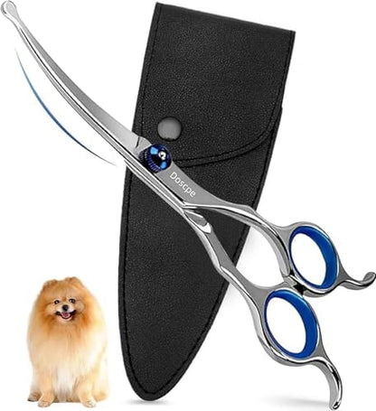 Curved Dog Grooming Scissors 6.69 inches Round Tips Pet Grooming Shears by Doscpe