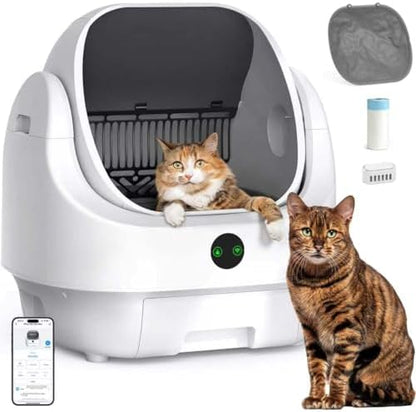 Open-Top Automatic Litter Box, Odor Control, Ready to Use, Self Cleaning by Ellenpent