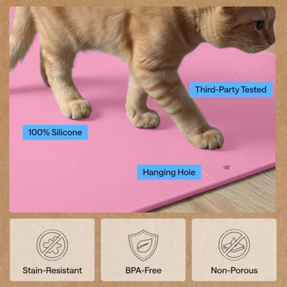 GORILLA GRIP Cat Litter Box Mat, Easy Clean Silicone Mats, 35x23 Pink - Image 6
