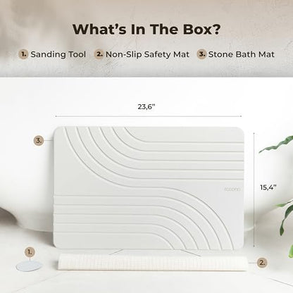 TOSORO - Stone Bath Mat Diatomaceous Earth Shower Mat Non-Slip Super Absorbent - Image 5