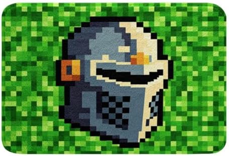 Manfei Pixel Camo Bath Mat, Pixelated Knight Helmet Print Kids Mats Rugs - Image 3