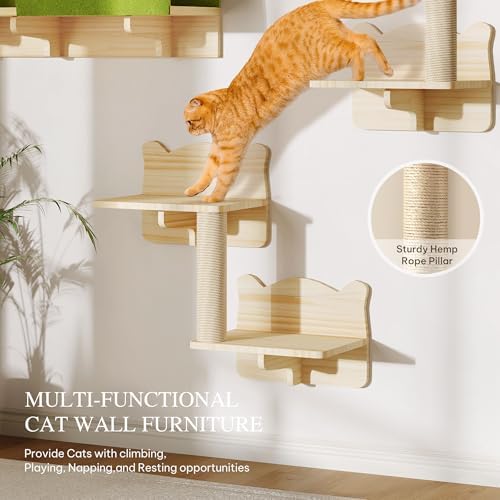 Cat Wall Shelves Set, 7-in-1 Cat Wall Furniture - Image 3