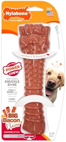 Nylabone Power Chew Textured Knuckle Bone Dog Toy, Bacon Flavor by Nylabone