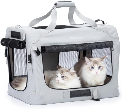 Extra Large Cat Carrier for 2 Cats, Collapsible Soft Sided Pet XL Crate for by PetMasion