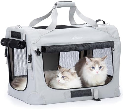 Extra Large Cat Carrier for 2 Cats, Collapsible Soft Sided Pet XL Crate for by PetMasion