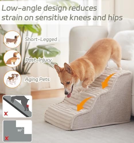Laojin Balhen Dog Stairs for Small Dogs and Cats 18" H, High Density Support - Image 3