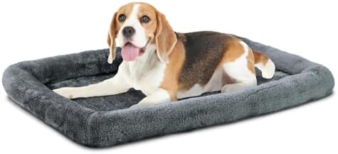Patas Lague Small Dog Bed Bolster Pet Crate Mat 24''x18'' Dark Grey by PatasLague