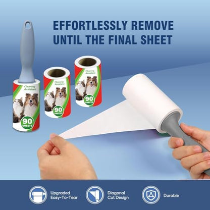 Pet Hair Lint Rollers, 3 Pack, 90 Sheets Each– Reusable Sticky Roller - Image 6