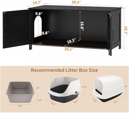 Homhedy 39.4" L Cat Litter Box Enclosure - Image 4