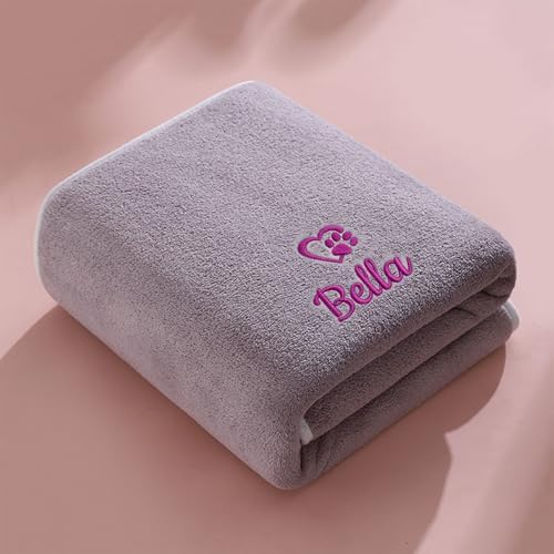 Personalized Pet Towel, Custom Embroidered Name Dog Towel, Super Absorbent by Colifolu