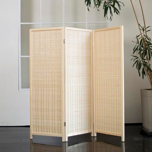 3 Panel Short Room Divider – 3.9 ft Tall Double-Side Folding Privacy Screen by Loomveil