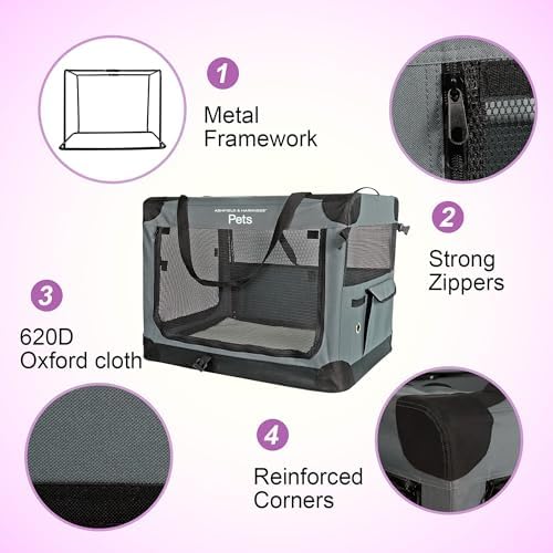 Ashfield & Harkness Collapsible Soft Dog Crate 42" - Image 3