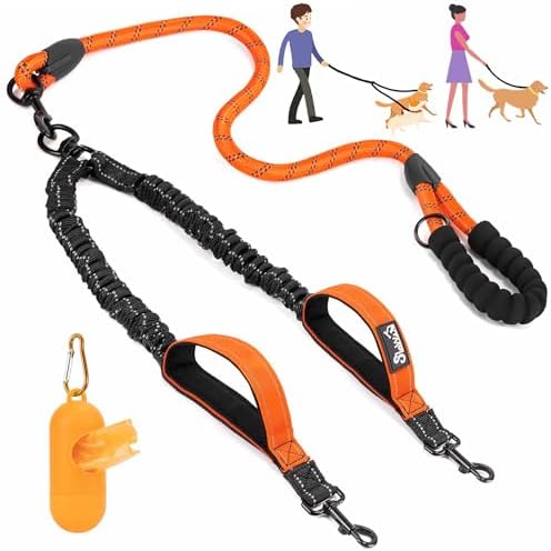 Lukovee Double Dog Leash, Reflective Heavy Duty Lead, No Tangle by Lukovee