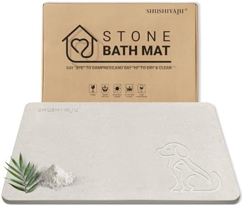 Stone Bath Mat Quick Drying Absorbent Shower Mat Diatomaceous Earth Pad by SHUSHIYAJU