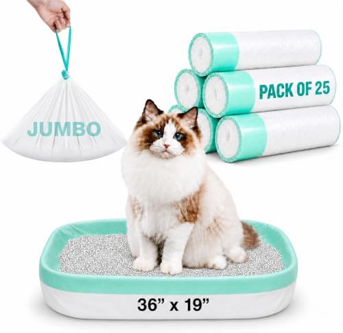 Extra Thick Jumbo Cat Litter Box Liners 36x19 Inches, 25 Bags by Unknown