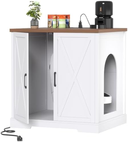 Heybly Litter Box Enclosure, Robot Cabinet & Charging Station, HCLB004WWB by HEYBLY
