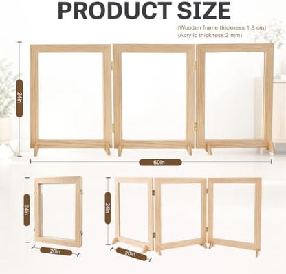 Wood Clear Dog Gate, Free Standing Pet Gates - Image 2