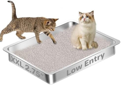 Low Entry Stainless Steel Cat Litter Box by Amibud