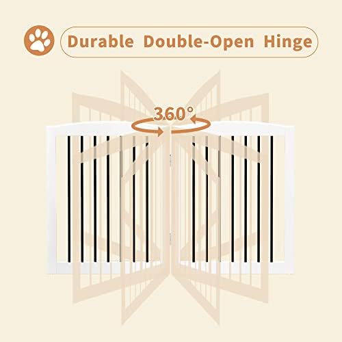 PUPETPO Freestanding Pet Gate for Dogs, Foldable Wooden Dog Gate for House - Image 6