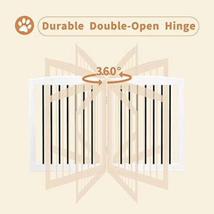 PUPETPO Freestanding Pet Gate for Dogs, Foldable Wooden Dog Gate for House - Image 6