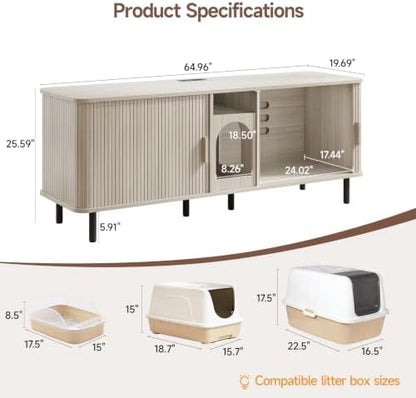 ONBRILL 65 Inches Cat Litter Box Enclosure - Image 2