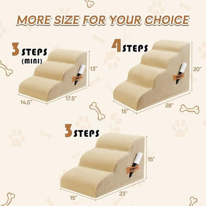 Romrol Dog Stairs Ramp for Beds Couches, Extra Wide Pet Steps - Image 2