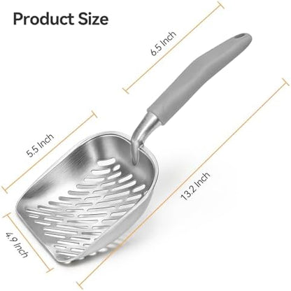 Cat Litter Scoop, Large Long Handle Kitty Metal Scooper - Image 2