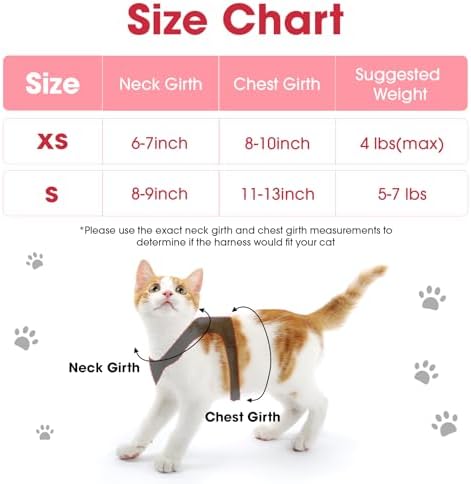 Cat Vest Harness and Leash Set, Escape Proof Kitten Harness Red S - Image 2