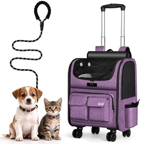 MGB Rolling Cat Carrier with Wheels, Pet Carrier by MGB