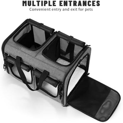 Cat Carrier for 2 Cats, Foldable Double Cat and Dog Carrier, Small to Medium - Image 4