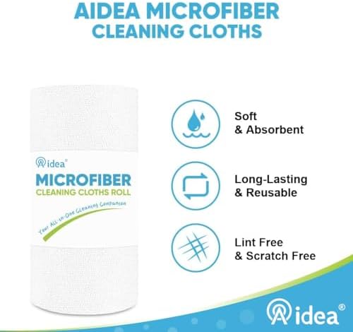 AIDEA Microfiber Cleaning Cloth Roll-165 Sheets 3 Roll, Paper Towels 11×9" - Image 3