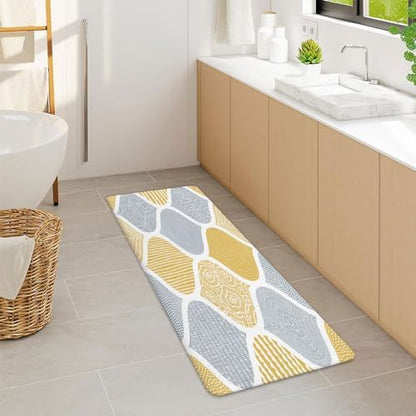 JAWO Yellow and Grey Paisley Bath Mat - Image 5