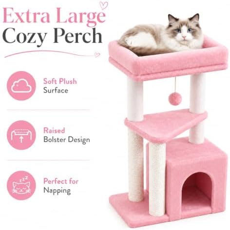 Small Cat Tree Tower for Indoor Cats, 33 Inches Multi-Level Cat Condo - Image 3