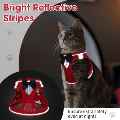 Cat Vest Harness and Leash Set, Escape Proof Kitten Harness Red S - Image 5