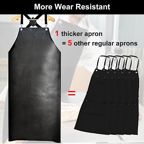 SHEOMERN Waterproof Rubber Apron, Lab Work, Dog Grooming Black - Image 3