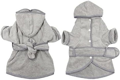 Dog Bathrobe, Microfiber Fast Drying Absorbent Hooded Bath Towel White - Image 6