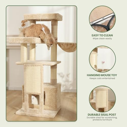 51 in Multi-Level Cat Tree Tower Space Saving Indoor Cat Playhouse - Image 3