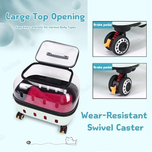 Cat Carrier with Wheels, Transparent Rolling Hard Shell Pet Carrier, Rolling - Image 4