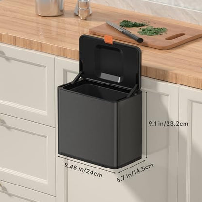 Mbillion 1.05 Gal Brushed Black Hanging Stainless Steel Compost Bin - Image 6