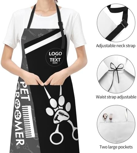 Custom Dog Grooming Apron, Personalized Logo Pet Groomer Apron Smocks - Image 2
