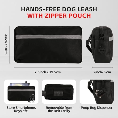 Hands Free Dog Leash with Waist Belt & Large Pouch, Waist Leash - Image 6
